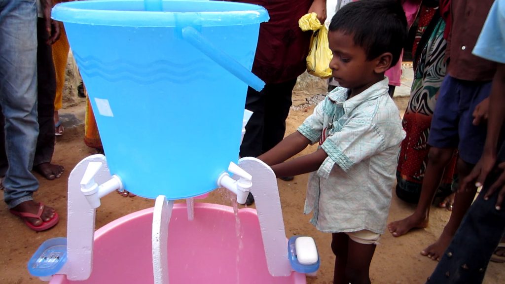 Simple hand wash station for Anganwadis