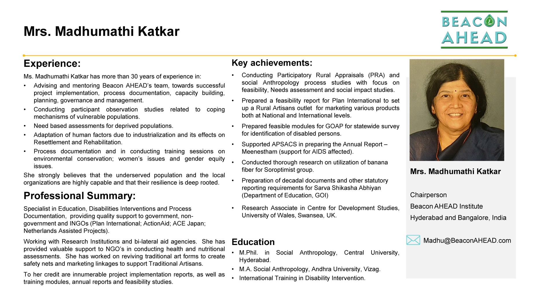 Profile of Madhumathi Katkar